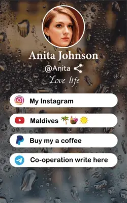 Био-ссылка (link in bio): страница ссылок на смартфоне, дизайн вариант 1